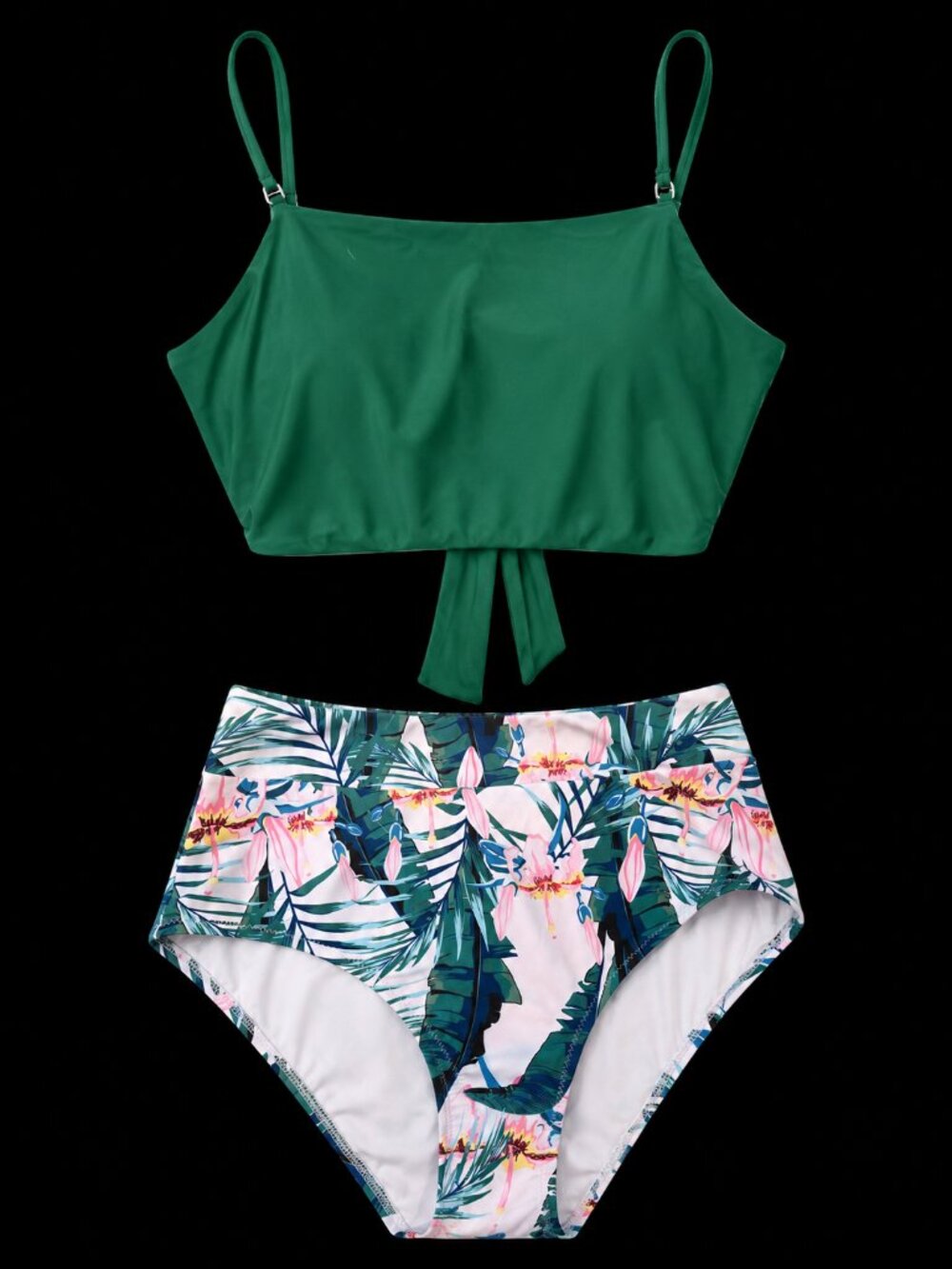 AVANOVA Green Floral High Waisted Bikini Set